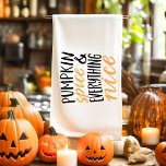 Orange & Black Pumpkin Spice Thanksgiving Quote Tea Towel<br><div class="desc">Best Gift For Your Friends and Family | Black And Orange Fun Pumpkin Spice & Everything Nice Phrase.</div>