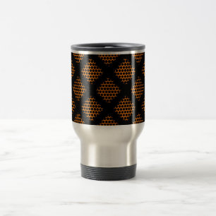 Orange, Black Retro Criss Cross Lines Dots Mug