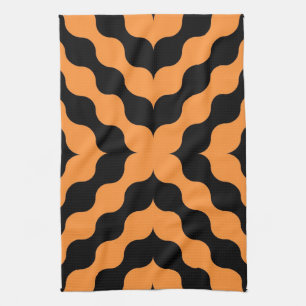Orange, Black Retro Seamless Tea Towel