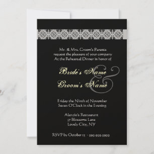 ORANGE & BLACK Rose Rehearsal Dinner Invitation