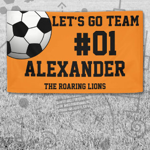 Orange Black Soccer Team Spirit Banner