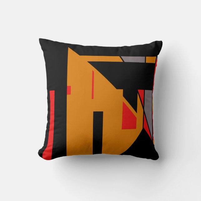 Orange Black Southwest Colours Geometric Abstract Cushion (Front)