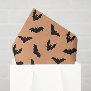 Orange Black Spooky Bats Vintage Halloween Party Tissue Paper
