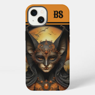 orange & black spooky halloween bat iPhone 13 case