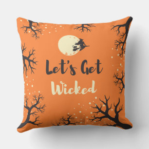 Orange Black Spooky Halloween Cushion