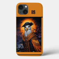 orange & black spooky halloween seagull
