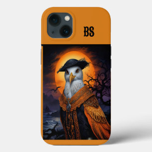 orange & black spooky halloween seagull iPhone 13 case