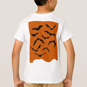 Orange & Black Spooky Modern Happy Halloween Kids T-Shirt