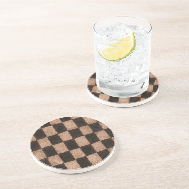 Orange Black Squares Coaster (Side)