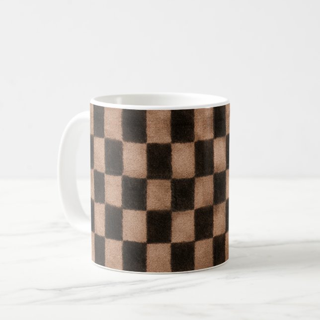 Orange Black Squares Coffee Mug (Front Left)