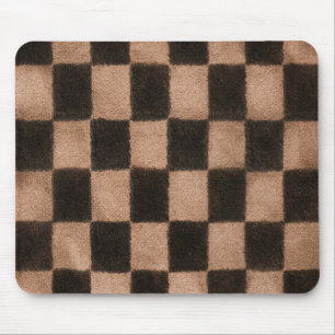 Orange Black Squares Mouse Mat