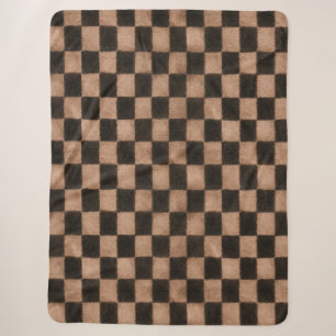 Orange Black Squares   Sherpa Blanket