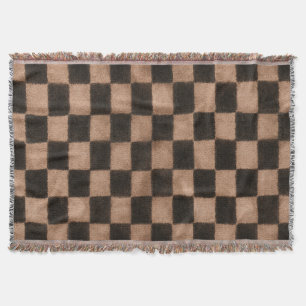 Orange Black Squares   Throw Blanket