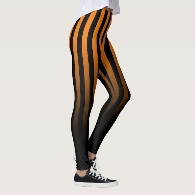 Orange Black Stripe Fade To Black Leggings (Right)