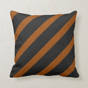 Orange & Black Stripes Glitter Cushion