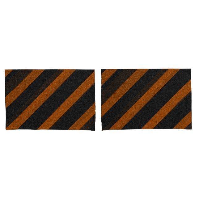 Orange & Black Stripes Glitter Pillowcase (Front-Set)