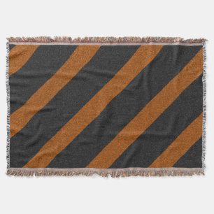 Orange & Black Stripes Glitter Throw Blanket