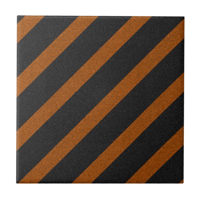 Orange & Black Stripes Glitter Tile (Front)