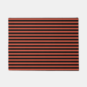 Orange Black Stripes Seamless Pattern Doormat