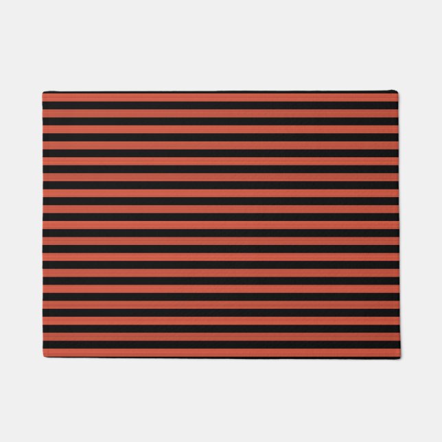 Orange Black Stripes Seamless Pattern Doormat (Front)