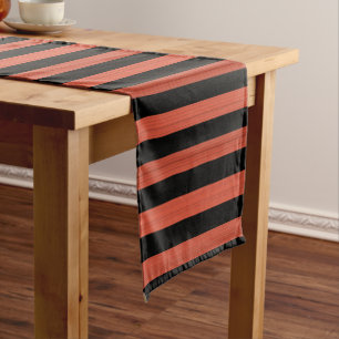 Orange Black Stripes Seamless Pattern Short Table Runner