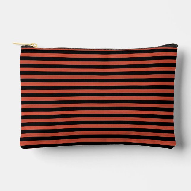 Orange Black Stripes Seamless Pattern Small Accessory Pouch (Front)