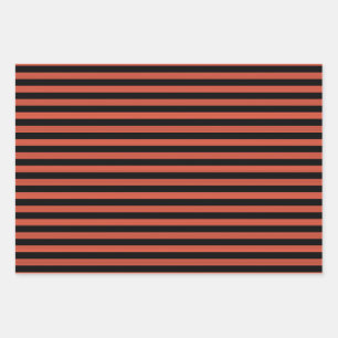 Orange Black Stripes Seamless Pattern Wrapping Paper Sheet