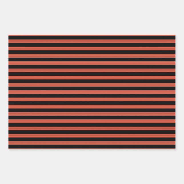 Orange Black Stripes Seamless Pattern Wrapping Paper Sheet (Front)