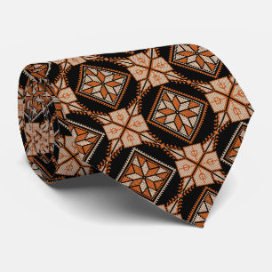 Orange & Black Tatreez Henna Thobe Pattern Tie