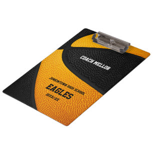 orange black team colours basketball coach name clipboard