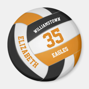 orange black team colours girls boys volleyball magnet