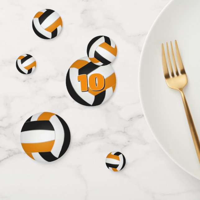 orange black team colours kids volleyball party confetti (Group)