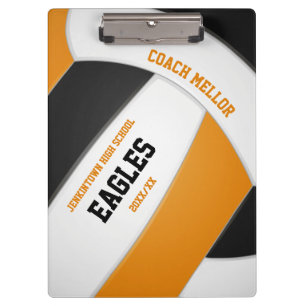orange black team colours volleyball coach clipboard