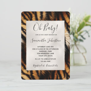 Orange Black Tiger Animal Print Invitation