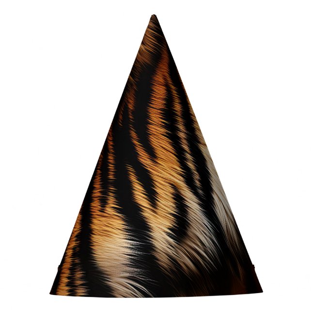Orange Black Tiger Fur Party Hat (Front)