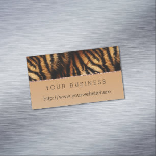 Orange Black Tiger Print Magnetic Business Card