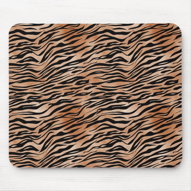 Orange Black Tiger Print Mouse Mat (Front)