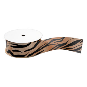 Orange Black Tiger Print Ombre Grosgrain Ribbon
