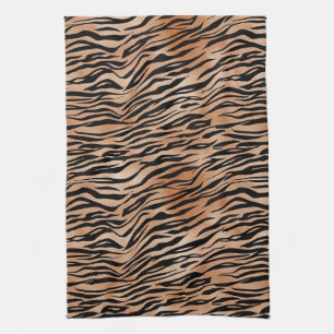 Orange Black Tiger Print Tea Towel