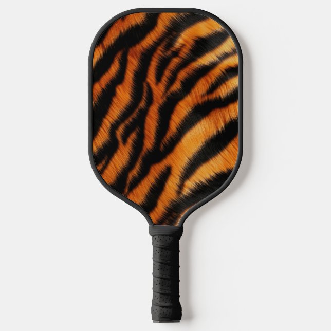 Orange Black Tiger Stripes and Zebra Pickleball Paddle (Front)