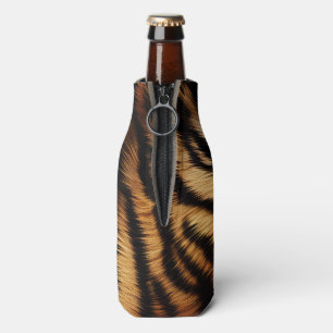Orange Black Tiger Stripes Animal Print Bottle Cooler