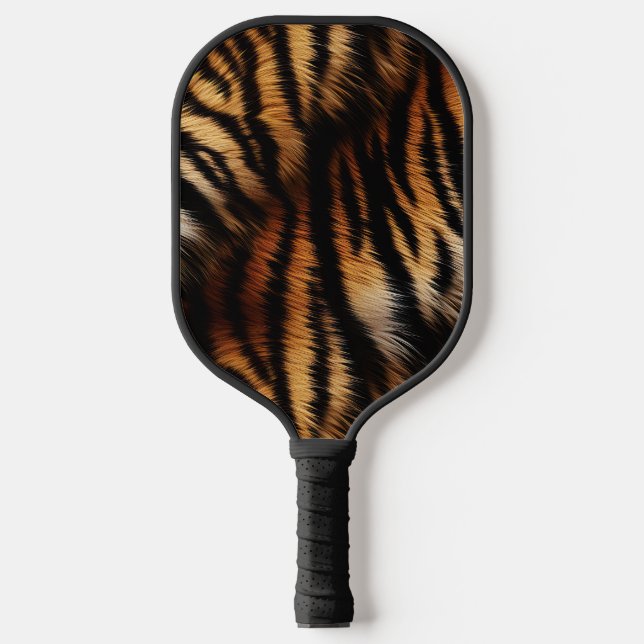 Orange Black Tiger Stripes Animal Print Pickleball Paddle (Front)