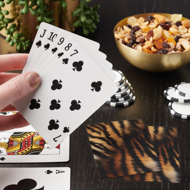 Orange Black Tiger Stripes Animal Print Playing Cards (In Situ)