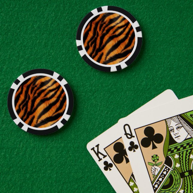 Orange Black Tiger Stripes Animal Print Poker Chips (Poker Table (Double))