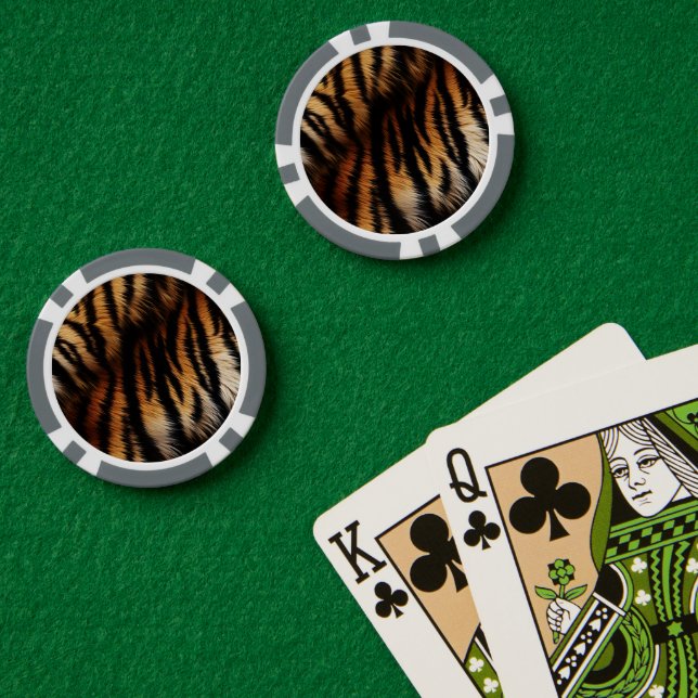 Orange Black Tiger Stripes Animal Print Poker Chips (Poker Table (Double))