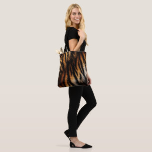 Orange Black Tiger Stripes Animal Print Tote Bag
