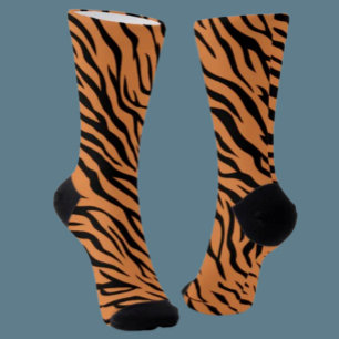 Orange & Black Tiger Stripes Crew Socks – Bold