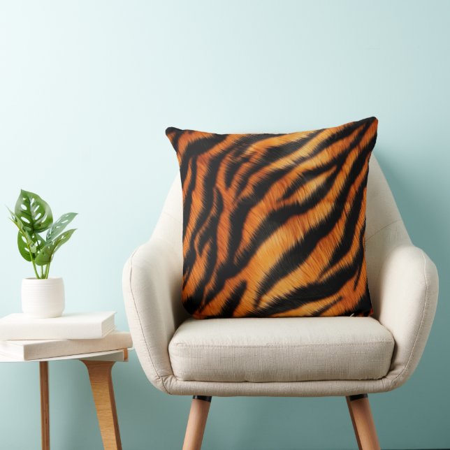 Orange Black Tiger Stripes Cushion (Chair)