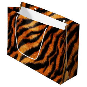 Orange Black Tiger Stripes  Large Gift Bag