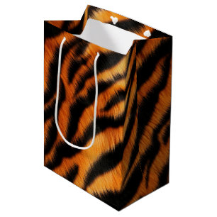 Orange Black Tiger Stripes  Medium Gift Bag